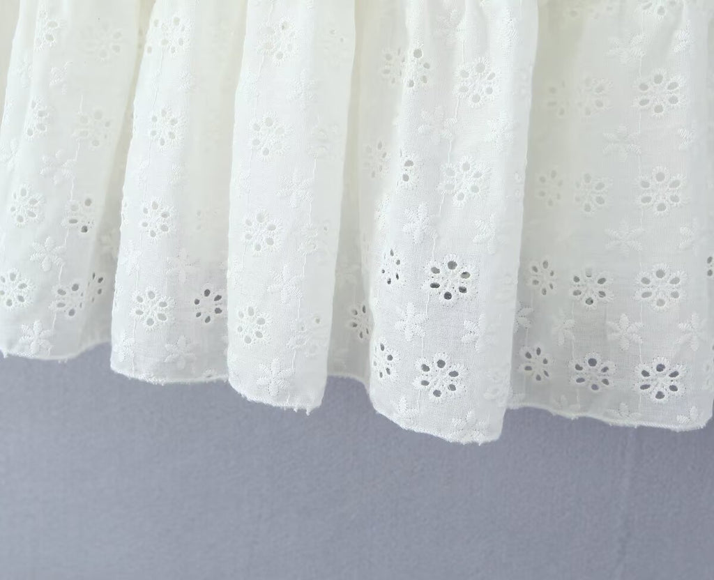 Women's Embroidered Cotton V-Neck Mini Dress