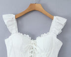 Women's Sweet Lace Embroidered Suspender Puffy Chest Dress