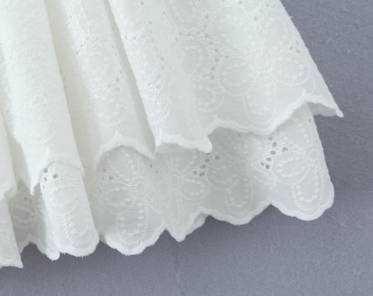 Women's Sweet Lace Embroidered Suspender Puffy Chest Dress