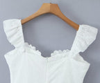 Women's Sweet Lace Embroidered Suspender Puffy Chest Dress