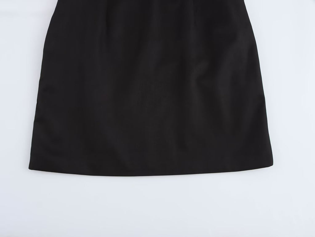 Winter Simple Decorative Buckle V-Neck Short Dress