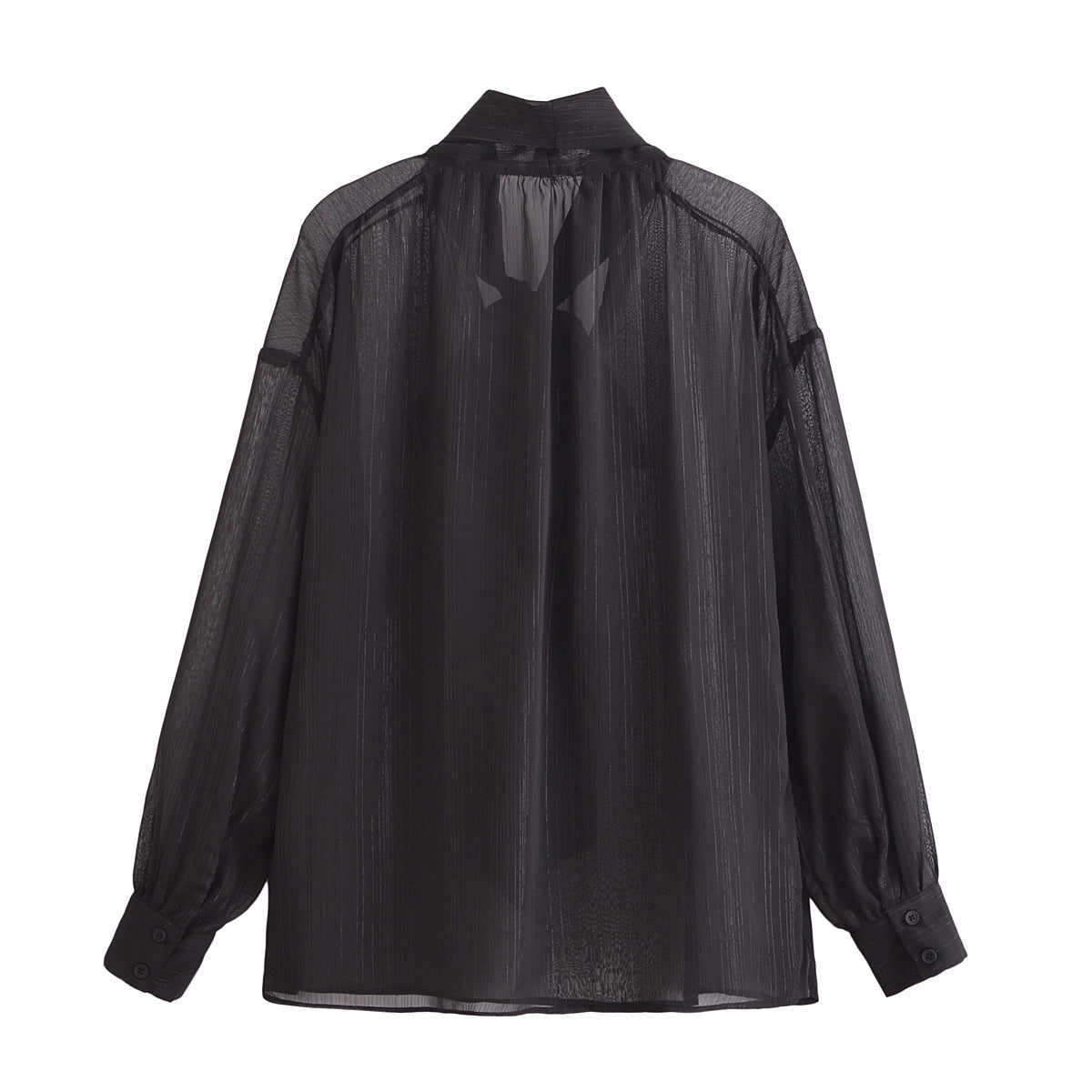 Women's Women Clothing Fashionable Metal Color Line Long Sleeve Round Neck Shirt