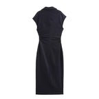 Sleeveless Button Denim Bodycon Maxi Shirt Dress