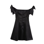 Off-Shoulder Bow Satin A-Line Mini Dress