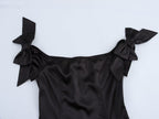Off-Shoulder Bow Satin A-Line Mini Dress