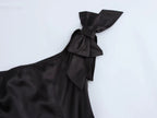 Off-Shoulder Bow Satin A-Line Mini Dress