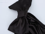 Off-Shoulder Bow Satin A-Line Mini Dress