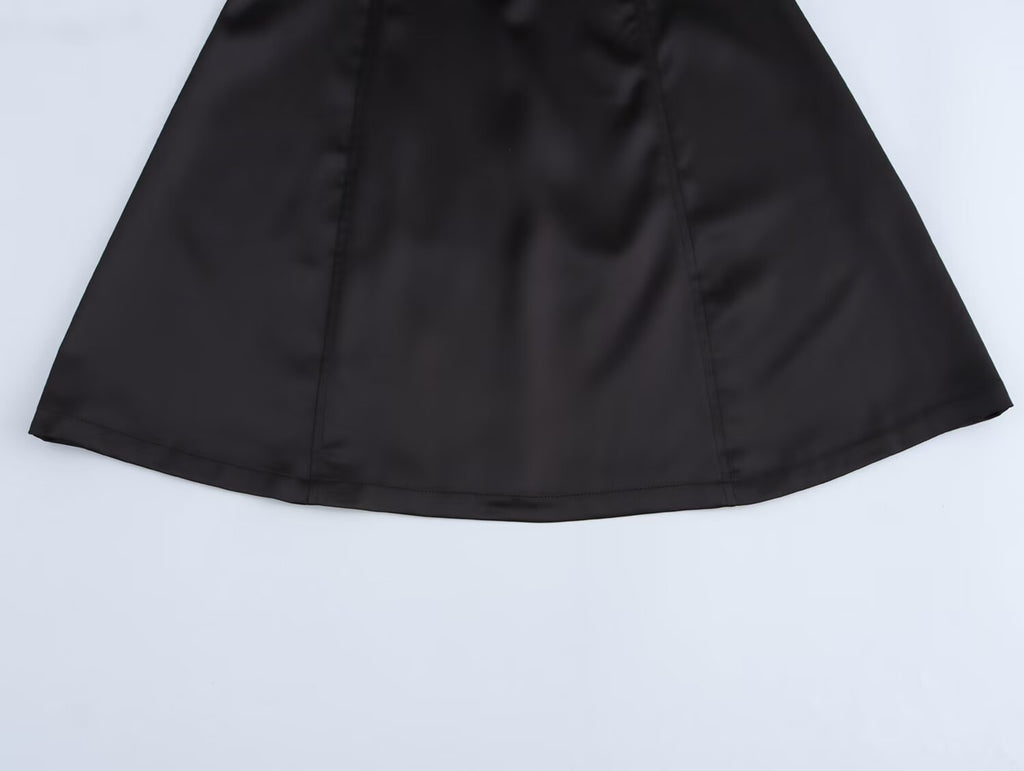 Off-Shoulder Bow Satin A-Line Mini Dress