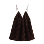 V-Neck Mesh Spaghetti-Strap A-Line Mini Dress