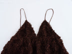 V-Neck Mesh Spaghetti-Strap A-Line Mini Dress