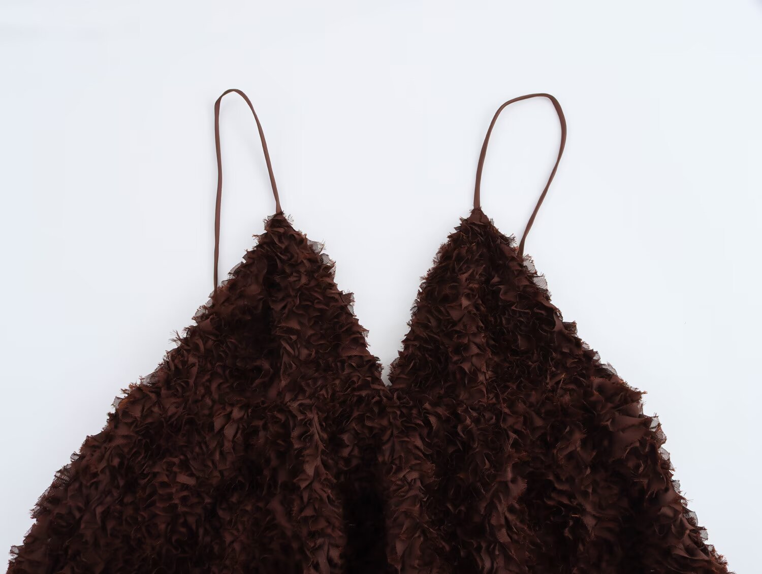 V-Neck Mesh Spaghetti-Strap A-Line Mini Dress