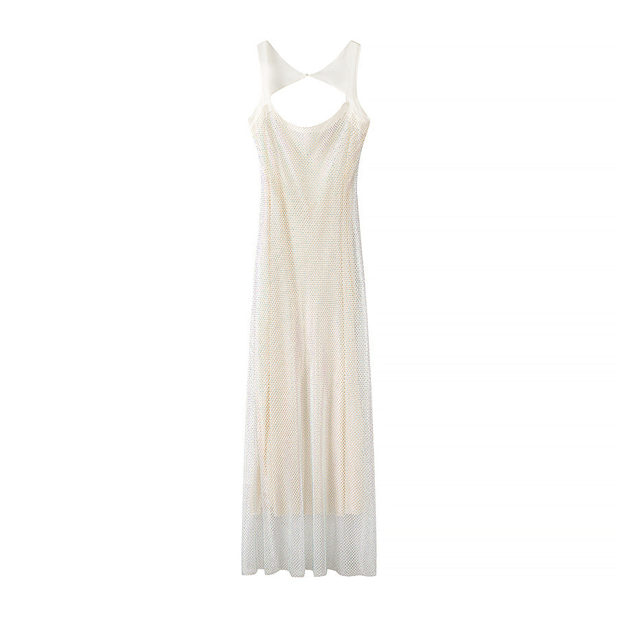 Summer French Rhinestone Strap Dress High End Affordable Luxury Evening Dress Party Backless Dress