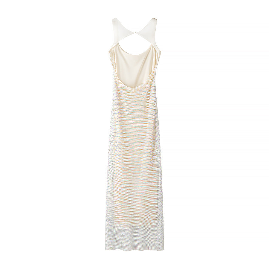 Summer French Rhinestone Strap Dress High End Affordable Luxury Evening Dress Party Backless Dress