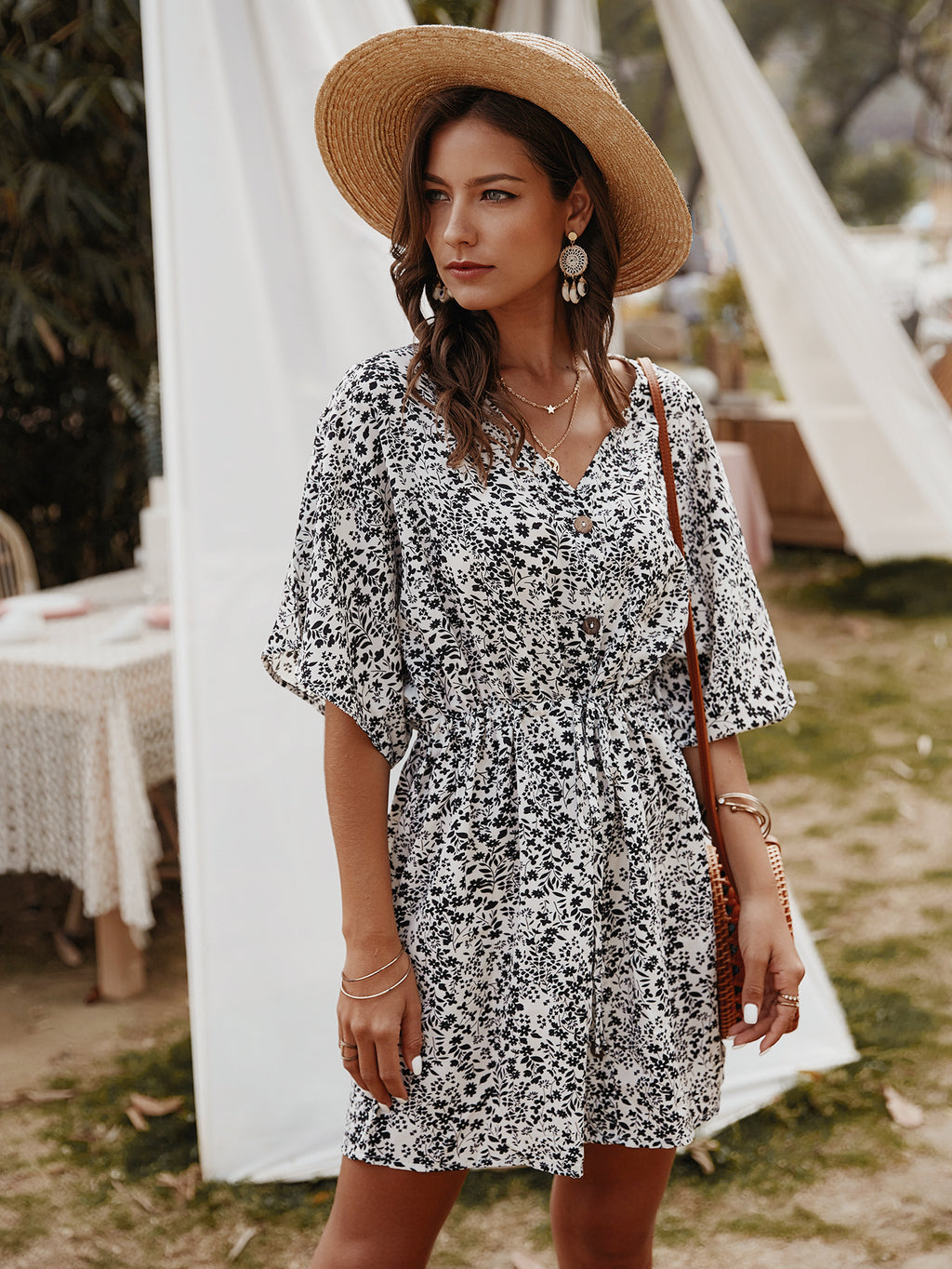 Women's Designer Spring Summer Small Floral Dress