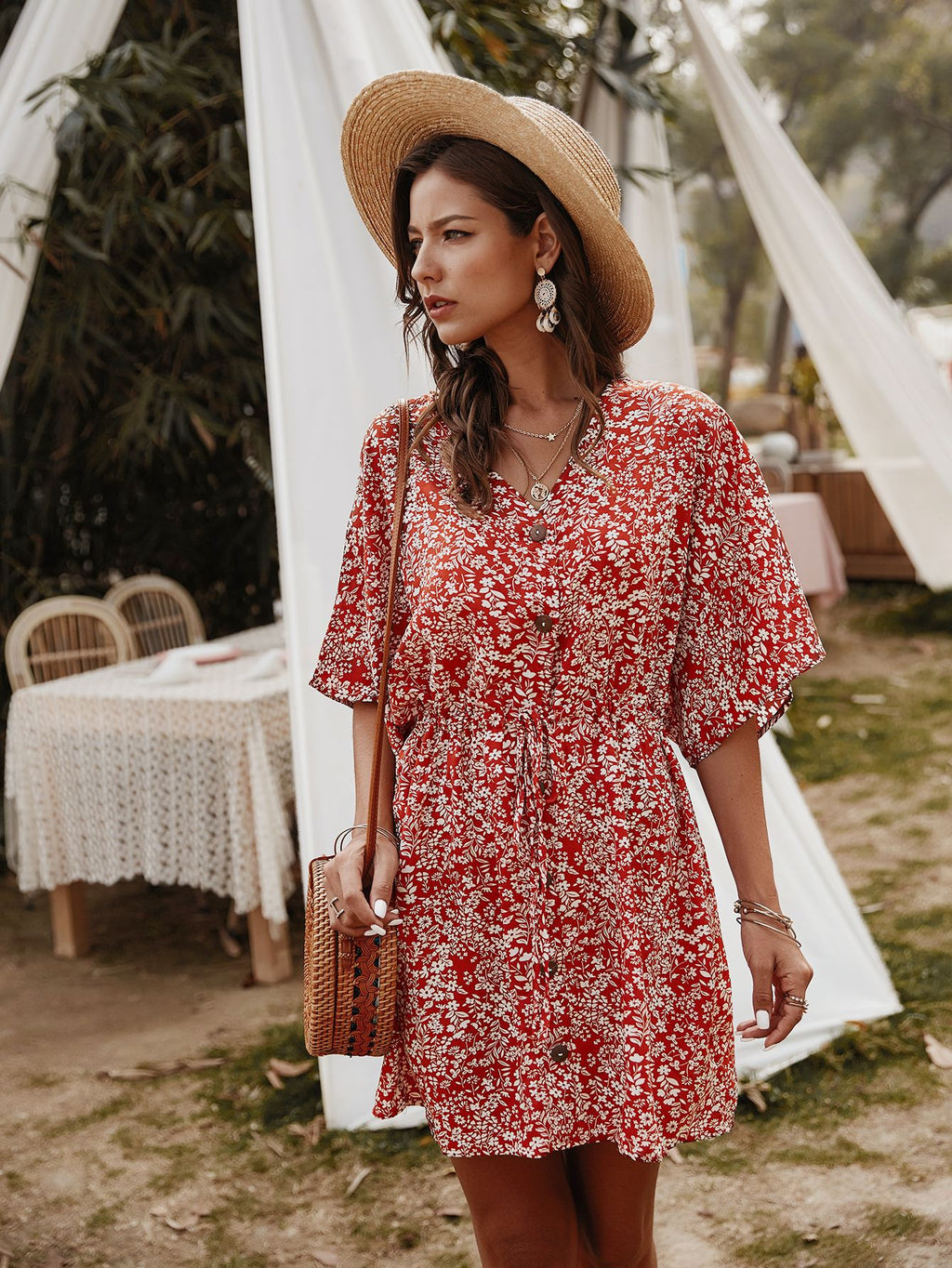 Women's Designer Spring Summer Small Floral Dress