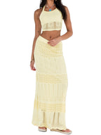 Women Clothes Sexy Backless Top HW Skirt Two Piece Sets