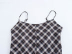Autumn Winter Suspender Plaid Flannel Maxi Dress