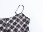 Autumn Winter Suspender Plaid Flannel Maxi Dress