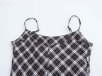 Autumn Winter Suspender Plaid Flannel Maxi Dress
