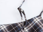Autumn Winter Suspender Plaid Flannel Maxi Dress