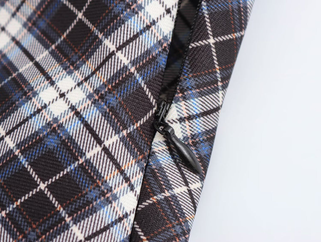 Autumn Winter Suspender Plaid Flannel Maxi Dress