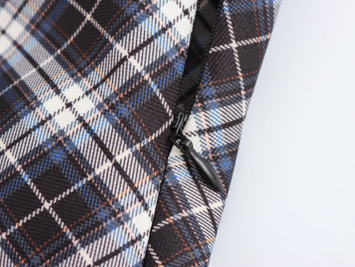 Autumn Winter Suspender Plaid Flannel Maxi Dress