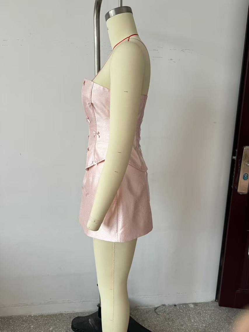 Women's Minority Sweet Boning Corset Top and Skirt Two-Piece Set