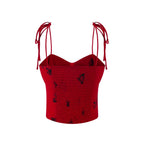 Floral V-Neck Tie-Shoulder Smocked Cami