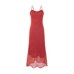 Red background and polka dots