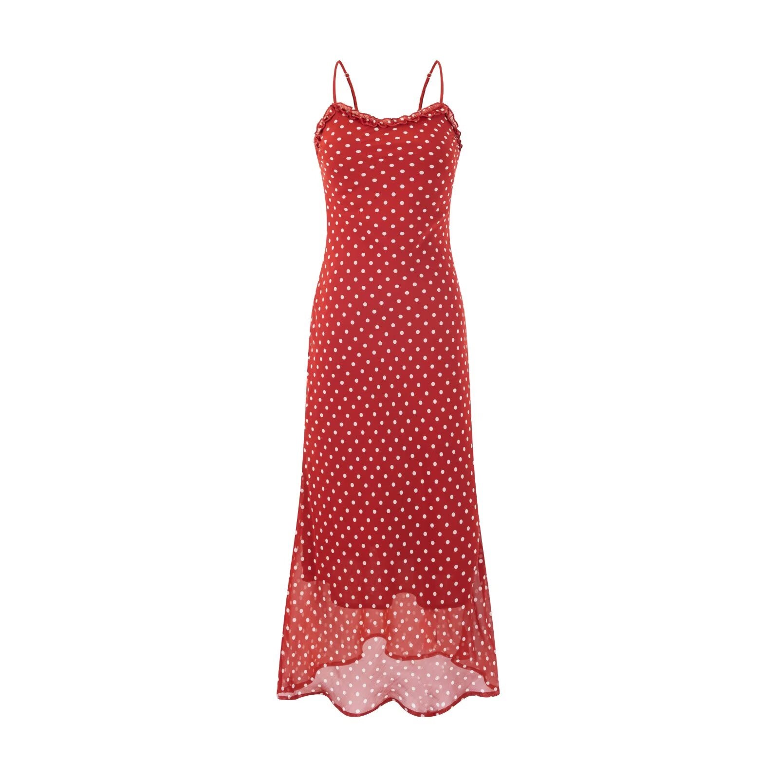 Red background and polka dots