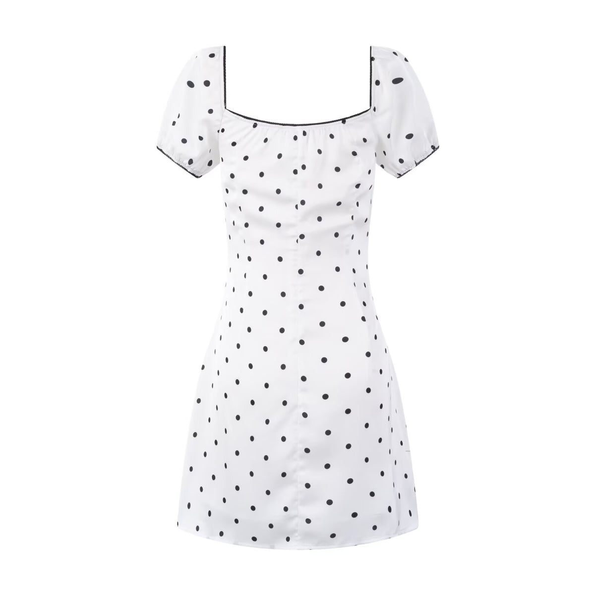 French Sweet Girl Square-Neck Off-Shoulder Puff Sleeve Waist Tight
