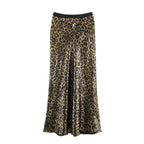 Spring Simple Degree Oblique Cut Double Elastic Waist Skirt