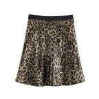 Spring Short Bronzing Leopard Print Elastic Waist Skirt