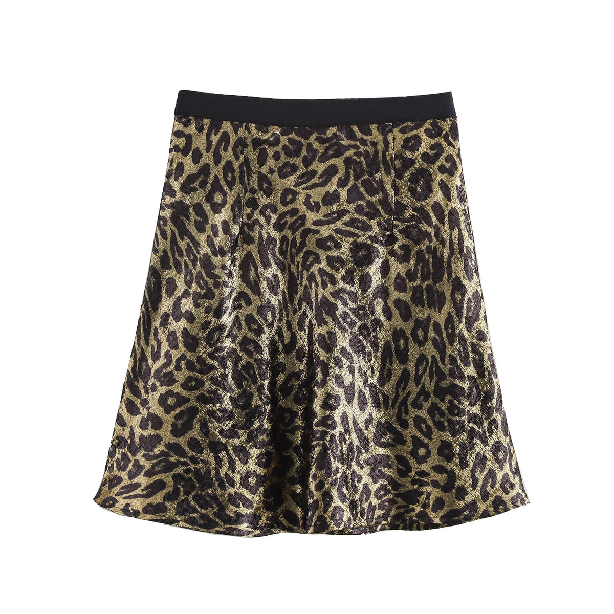 Spring Short Bronzing Leopard Print Elastic Waist Skirt