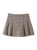 Women's Spring Summer Women Slim Plaid Vest Top Culottes