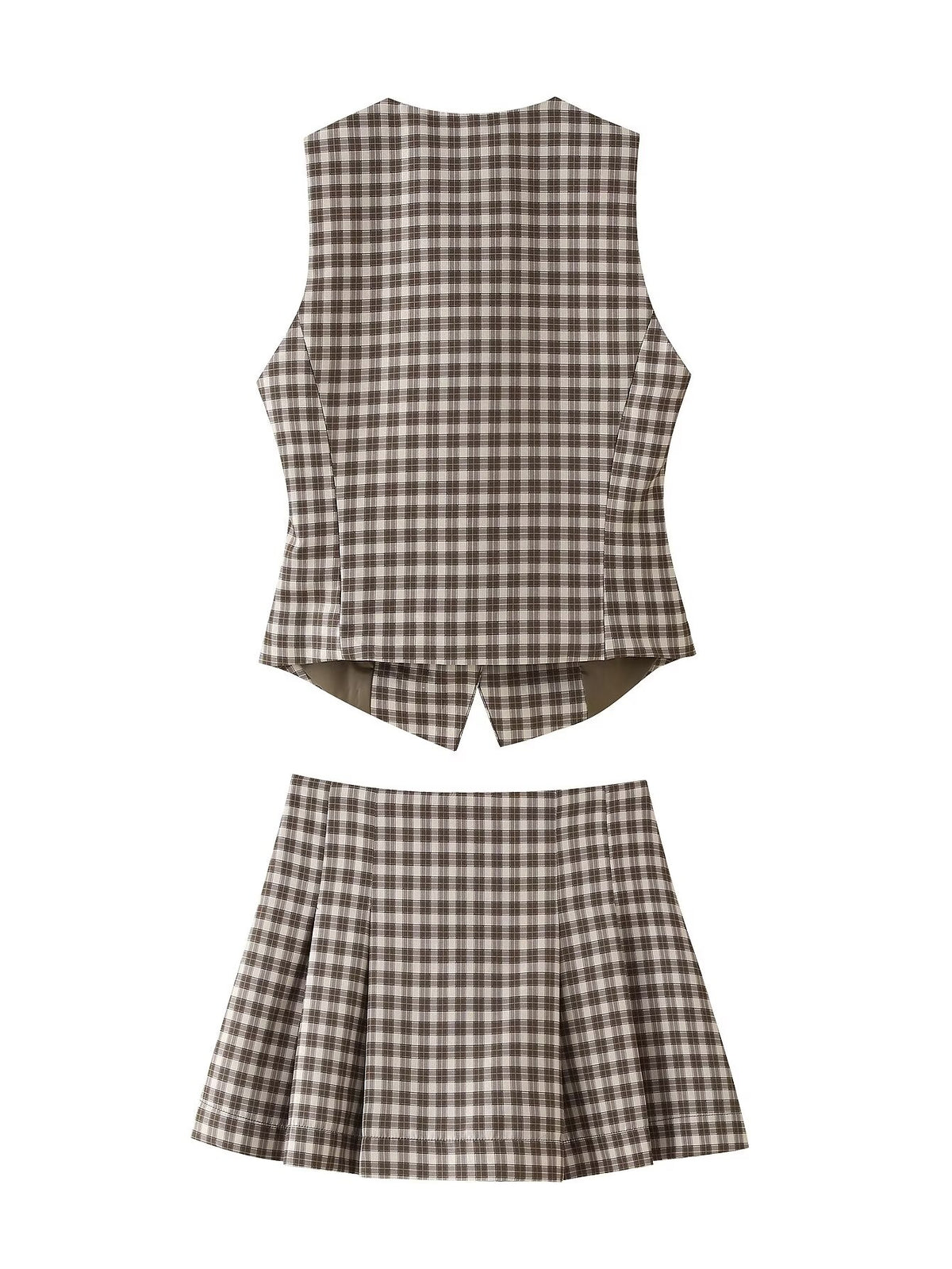 Women's Spring Summer Women Slim Plaid Vest Top Culottes