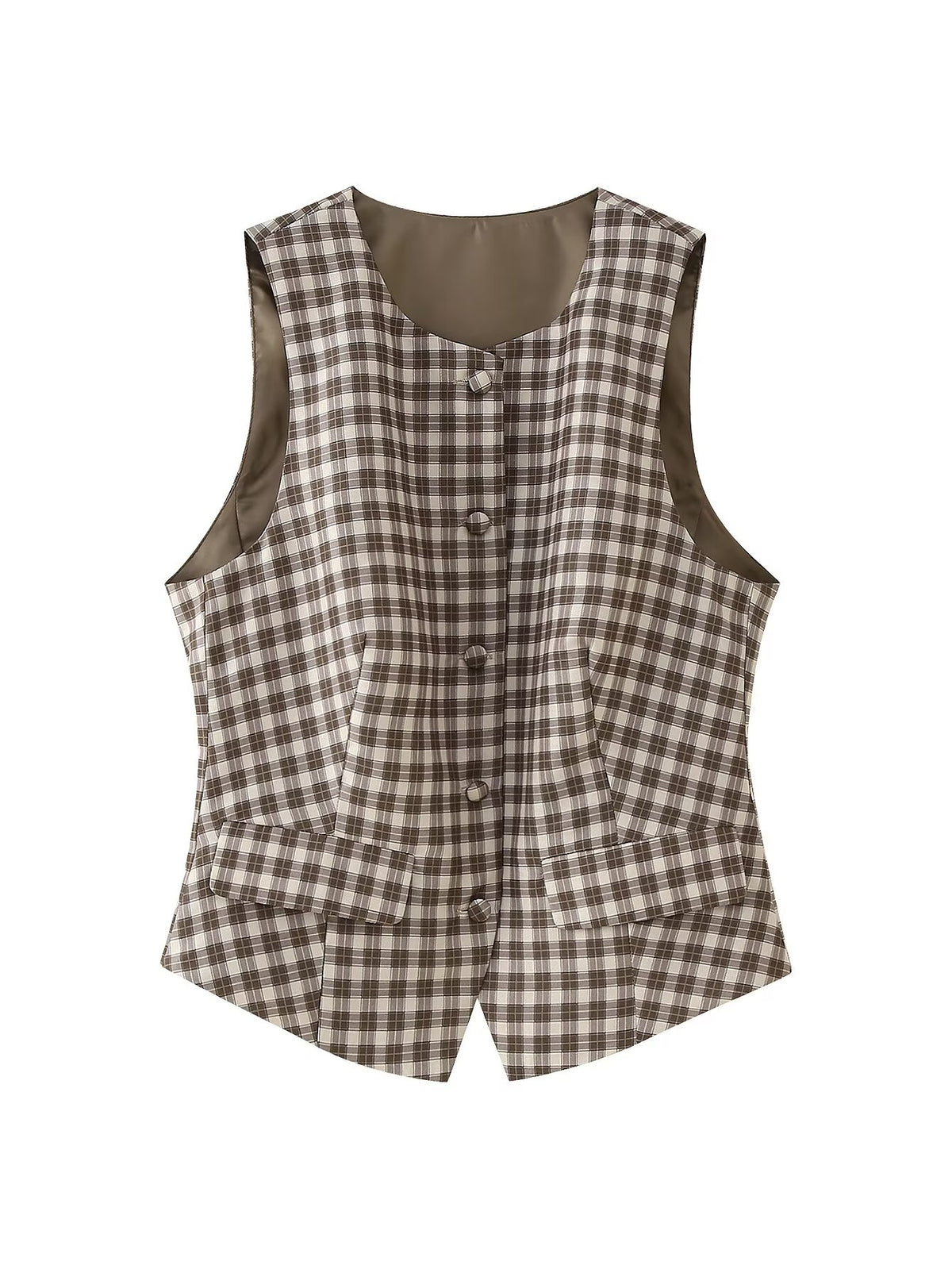 Women's Spring Summer Women Slim Plaid Vest Top Culottes
