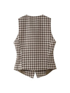 Women's Spring Summer Women Slim Plaid Vest Top Culottes