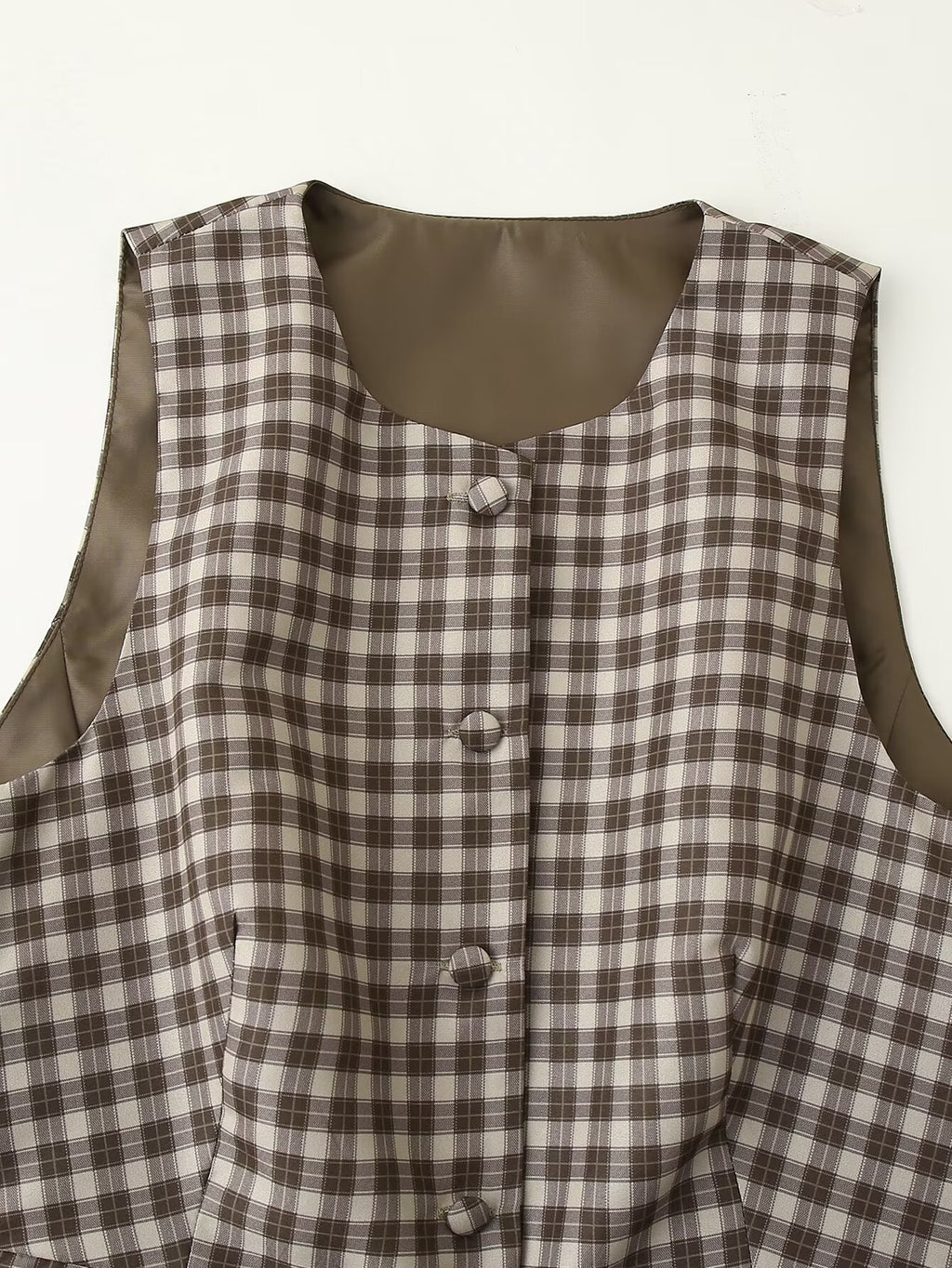 Women's Spring Summer Women Slim Plaid Vest Top Culottes