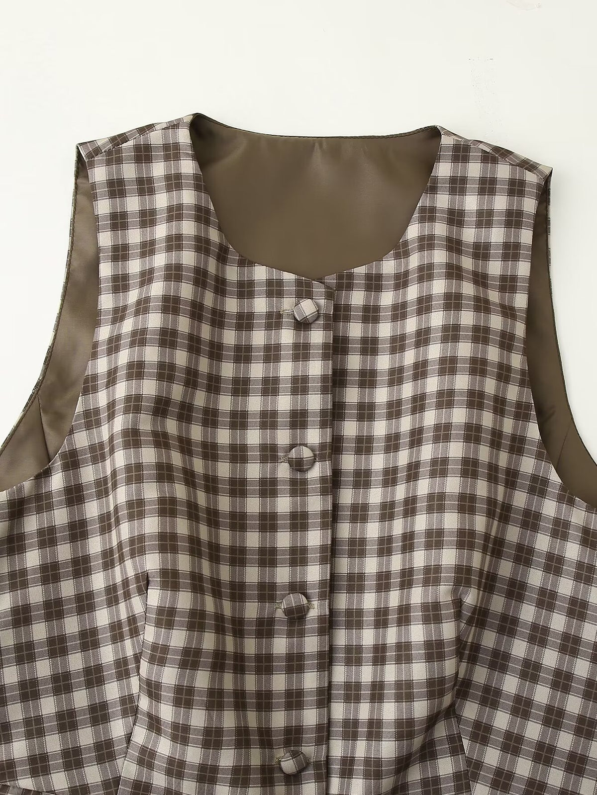 Women's Spring Summer Women Slim Plaid Vest Top Culottes