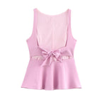 Women's Summer Women Clothing Bowknot Decoration Slim Vest Top Women