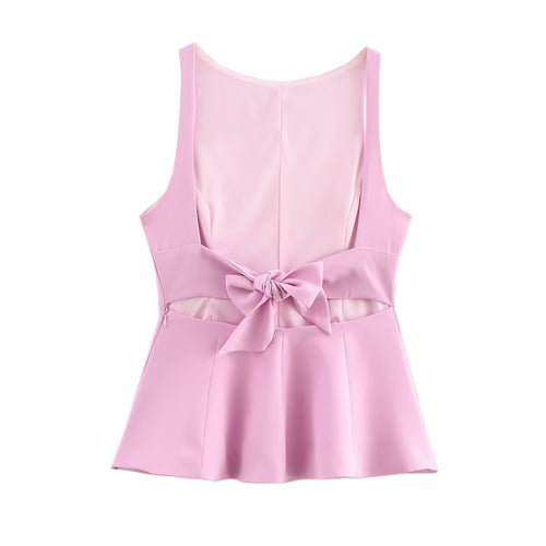 Summer Women Clothing Bowknot Decoration Slim Vest Top Women