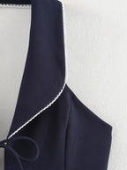 's Bowknot Decoration Stitching Hanging Collar Top Vest Jacket