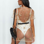 Sheer Tulle Sequin T-Shirt Dress