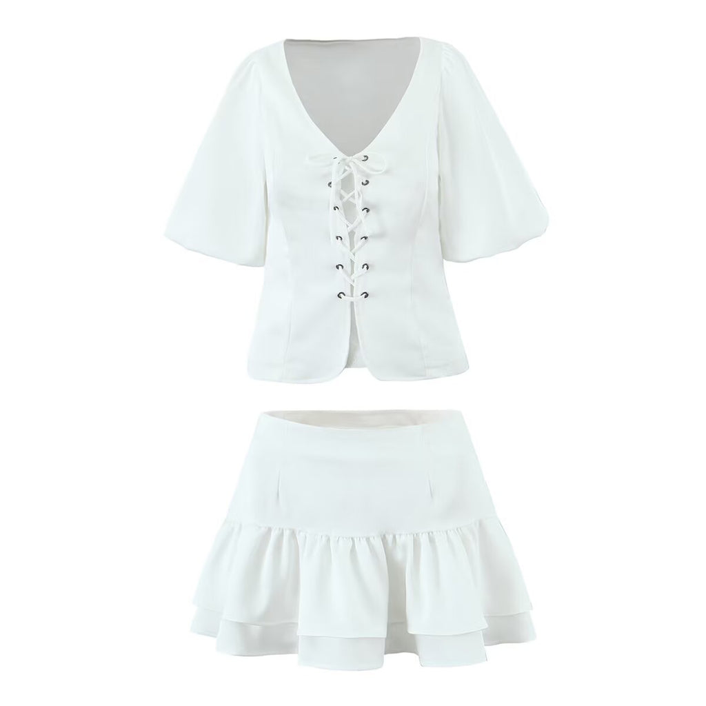 Women's Lace Two-Piece Skirt Set