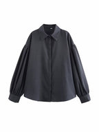 Women's Spring Simple Solid Color Shirt and Skirt Two-Piece Set
