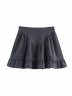Women's Spring Simple Solid Color Shirt and Skirt Two-Piece Set