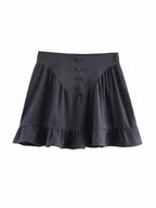 Women's Spring Simple Solid Color Shirt and Skirt Two-Piece Set