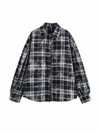 Women's Spring Minimalist Plaid Long Shirt and Skirt Two-Piece Set