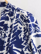 French Casual Print Mini Long-Sleeve Dress
